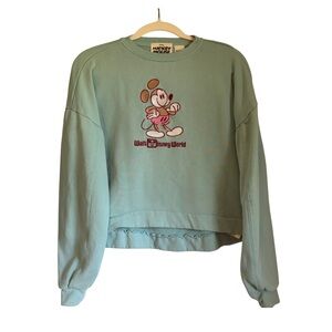 DISNEY - Mickey Mousewear Mint Blue, Long Sleeve Crop pullover, Size: M -Cotton
